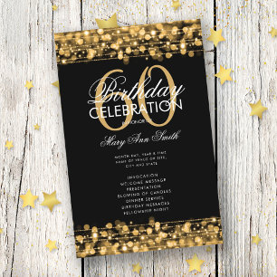Elegant 60th Birthday Party Program Gold w/ Menu