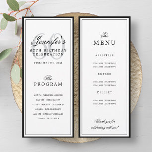 Elegant 60th Birthday Party Program + Menu