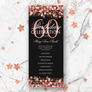 Elegant 60th Birthday Party Program Rose Gold Menu