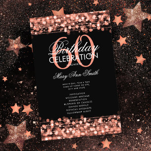 Elegant 60th Birthday Party Program Rose Gold Menu Flyer