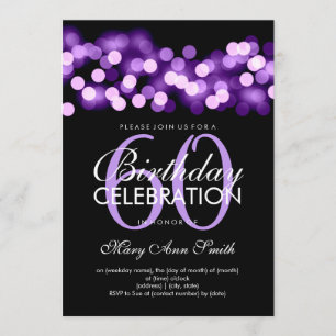 Elegant 60th Birthday Party Purple Hollywood Glam Invitation