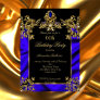 Elegant 60th Birthday Party Silk Ruby blue Gold Invitation