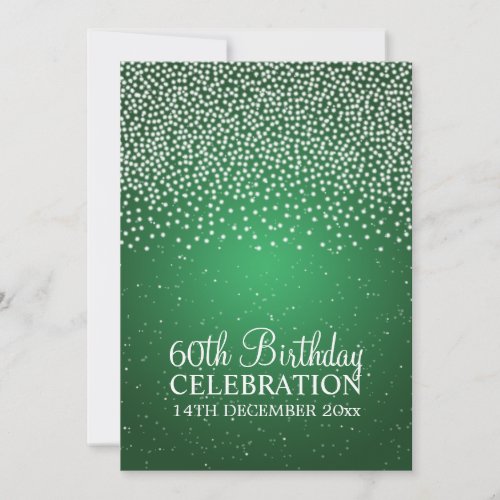 Elegant 60th Birthday Party Simple Sparkle Green Custom Invite