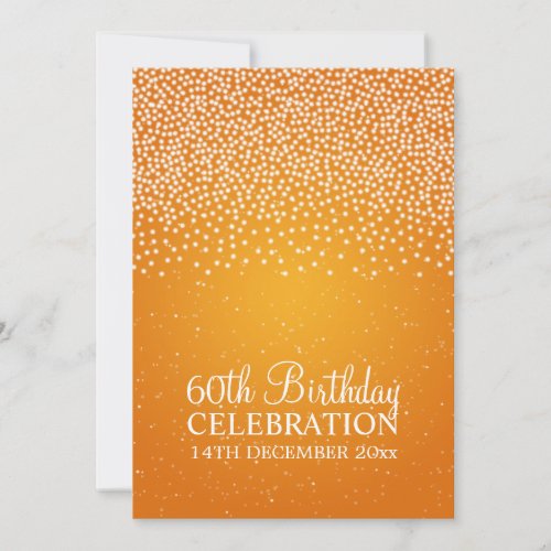 Elegant 60th Birthday Party Simple Sparkle Orange Custom Invites