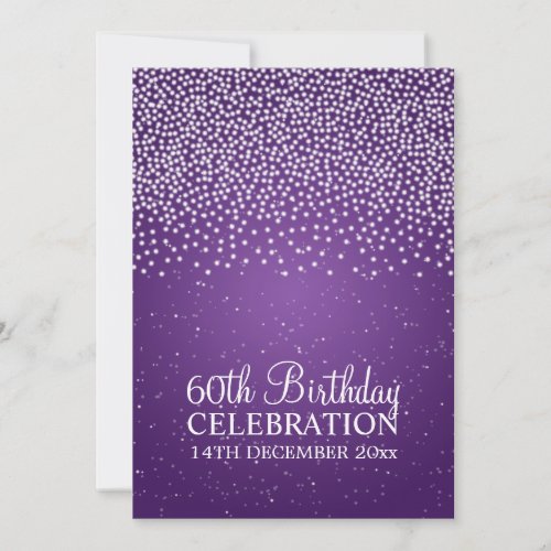 Elegant 60th Birthday Party Simple Sparkle Purple Personalized Invitations