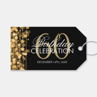 Elegant 60th Birthday Party Sparkles Gold Gift Tags