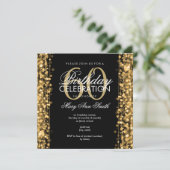 Elegant 60th Birthday Party Sparkles Gold Invitation (Standing Front)