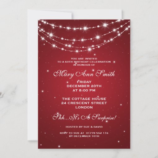 Elegant 60th Birthday Party Sparkling Chain Red Invitation | Zazzle