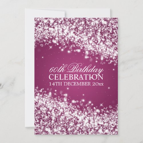 Elegant 60th Birthday Party Sparkling Wave Berry Invitations