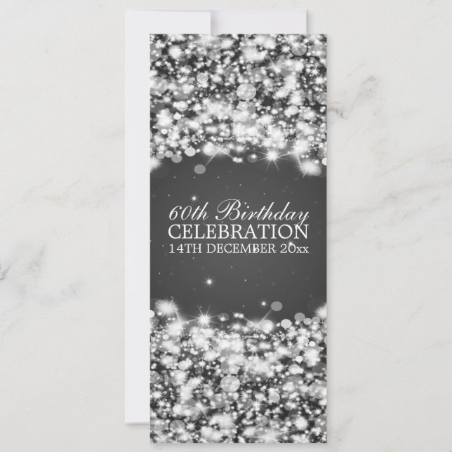 Elegant 60th Birthday Party Star Sparkle Black Invitation (Front)