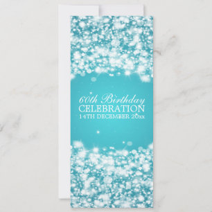 Elegant 60th Birthday Party Star Sparkle Blue Invitation