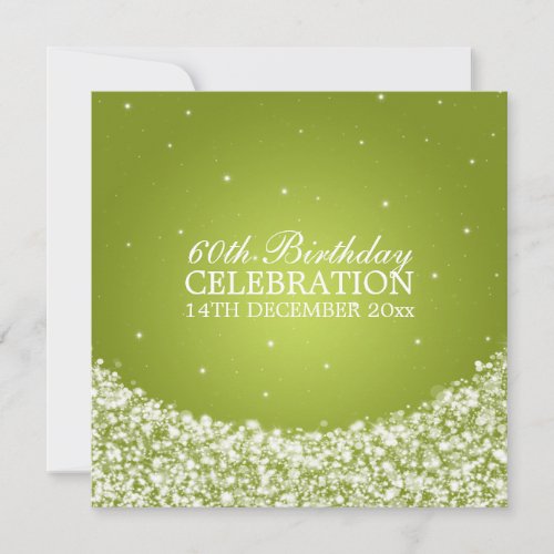 Elegant 60th Birthday Party Star Sparkle Lime Invitation