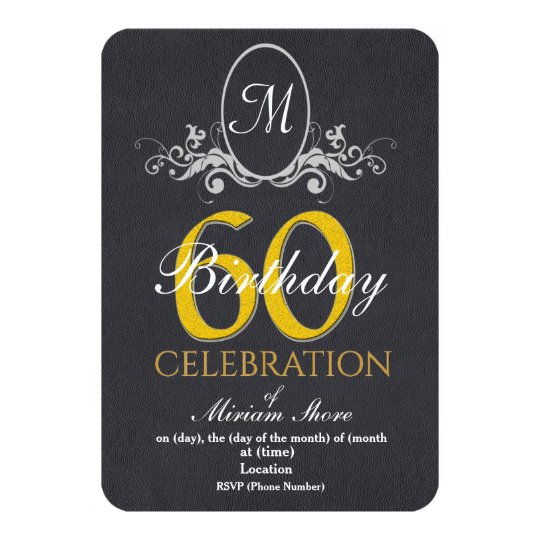 Elegant 60th Birthday Party Texture Background Invitation 