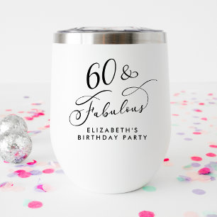 Elegant 60th Birthday Party Thermal Wine Tumbler