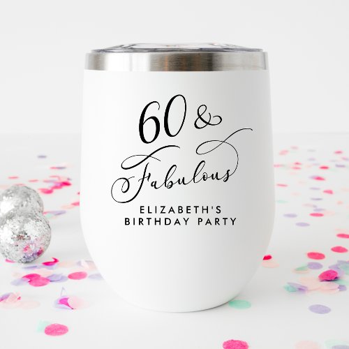 Elegant 60th Birthday Party Thermal Wine Tumbler