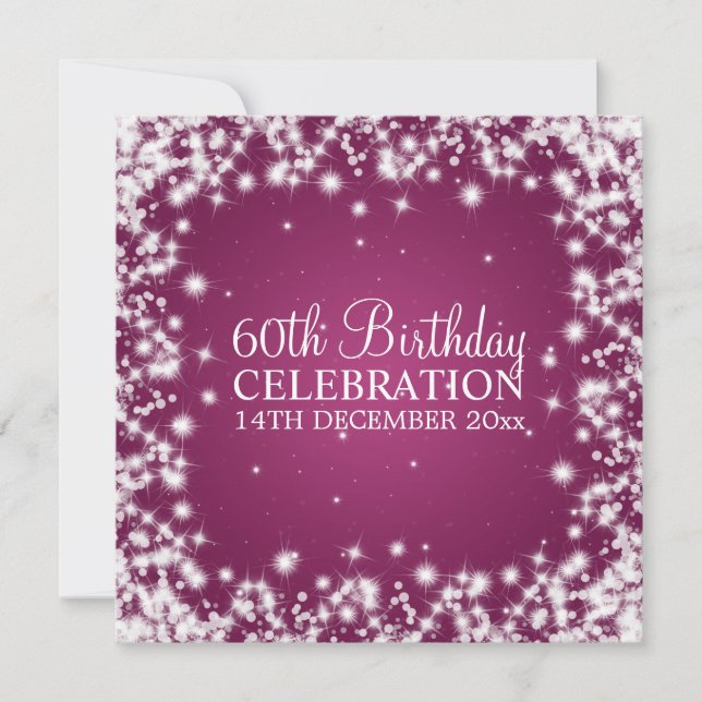 Elegant 60th Birthday Party Winter Sparkle Berry Invitation (Front)