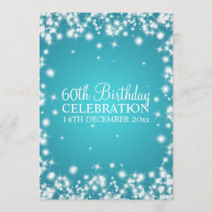 Elegant 60th Birthday Party Winter Sparkle Blue Invitation