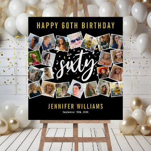 Elegant 60th Birthday Photo Collage Board