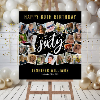 Elegant 60th Birthday Photo Collage Board