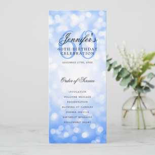 Elegant 60th Birthday Program Navy Blue Bokeh