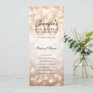 Elegant 60th Birthday Program Rose Gold Bokeh