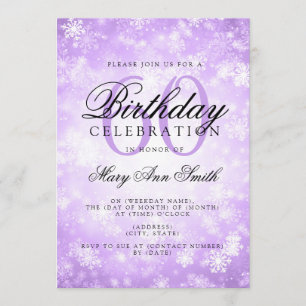 Elegant 60th Birthday Purple Winter Wonderland Invitation