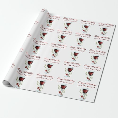 Elegant 60th Birthday Red Wine  Wrapping Paper