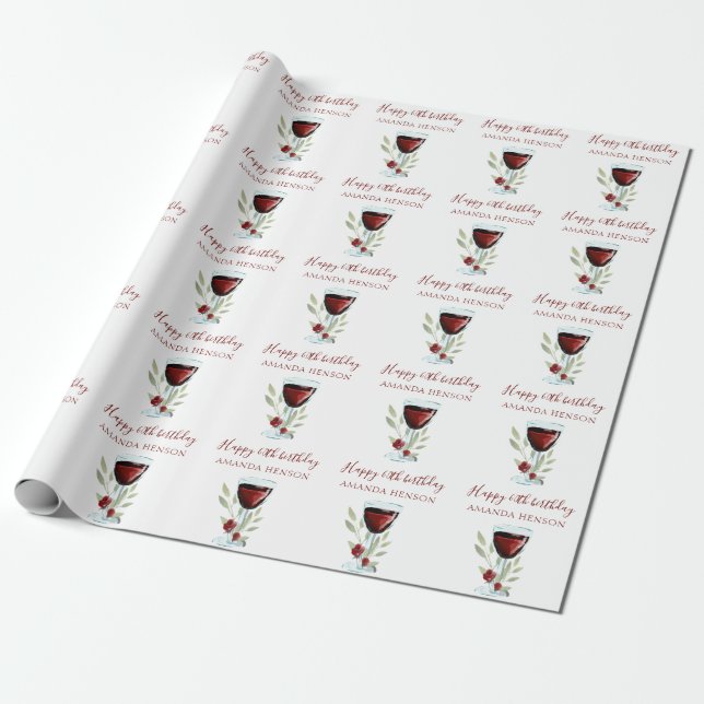 Elegant 60th Birthday Red Wine  Wrapping Paper (Unrolled)