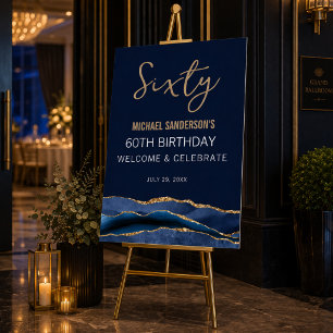 Elegant 60th Birthday Welcome Sign