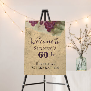 Elegant 60th Birthday Welcome Vineyard Wine Theme Foam Board