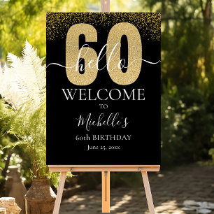 Elegant 60th Birthday Women- With Golden Glitter Foam Board