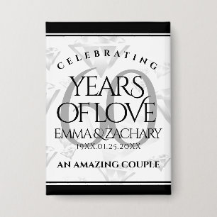 Elegant 60th Diamond Wedding Anniversary Button