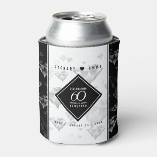 Elegant 60th Diamond Wedding Anniversary Can Cooler