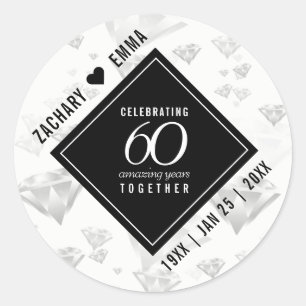 Elegant 60th Diamond Wedding Anniversary Classic Round Sticker