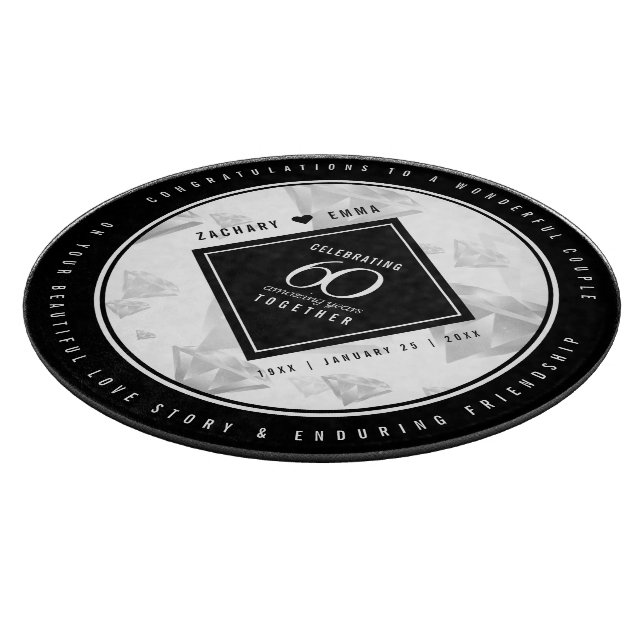 Elegant 60th Diamond Wedding Anniversary Cutting Board (Corner)