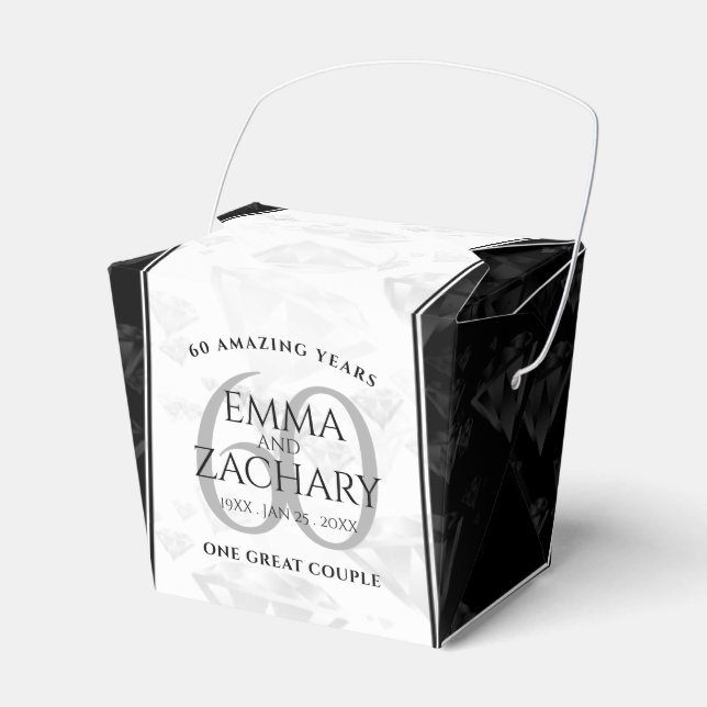 Elegant 60th Diamond Wedding Anniversary Favor Boxes (Front Side)