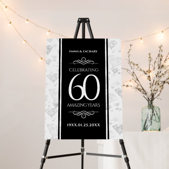 Elegant 60th Diamond Wedding Anniversary Foam Board (In Situ (Stand))