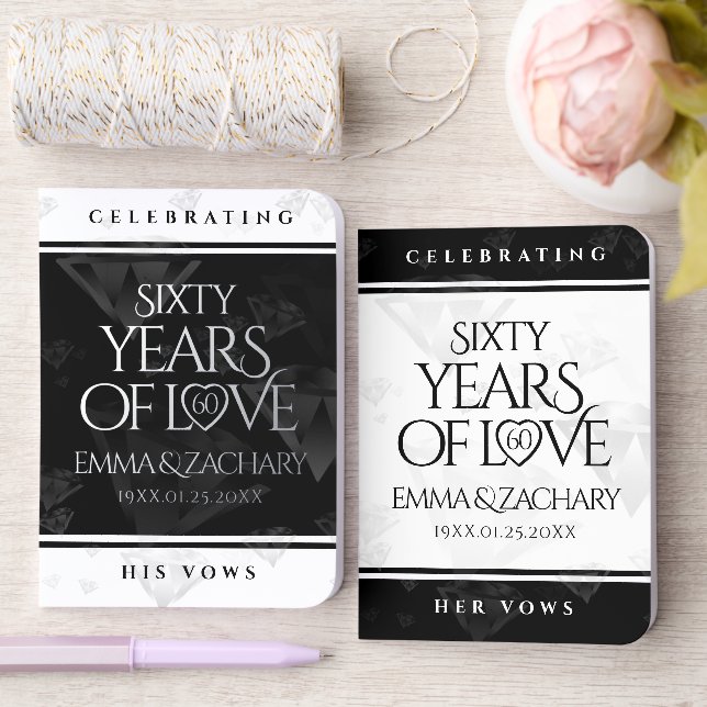 Elegant 60th Diamond Wedding Anniversary Foil Vow Books (Wedding)