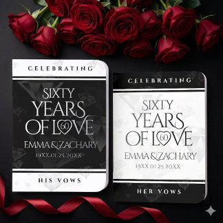 Elegant 60th Diamond Wedding Anniversary Foil Vow Books