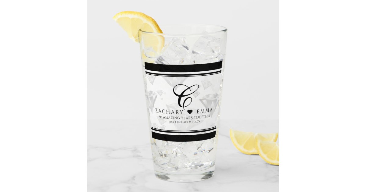 Elegant 60th Diamond Wedding Anniversary Glass Zazzle
