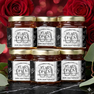 Elegant 60th Diamond Wedding Anniversary Honey Jar Favors