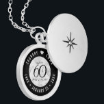 Elegant 60th Diamond Wedding Anniversary Locket Necklace<br><div class="desc">Celebrate the 60th wedding anniversary in style with this commemorative locket! Elegant black and white lettering with stylized diamond confetti on a white background add a memorable touch for this special occasion and extraordinary milestone. Customize with the happy couple's names, and add dates for their diamond anniversary. Design © W.H....</div>