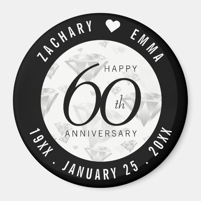 Elegant 60th Diamond Wedding Anniversary Magnet (Front)