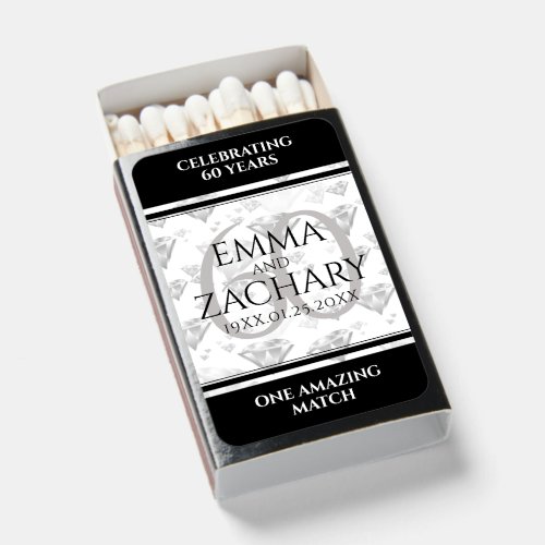 Elegant 60th Diamond Wedding Anniversary Matchboxes