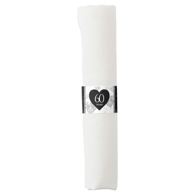 Elegant 60th Diamond Wedding Anniversary Monogram Napkin Bands (Front)
