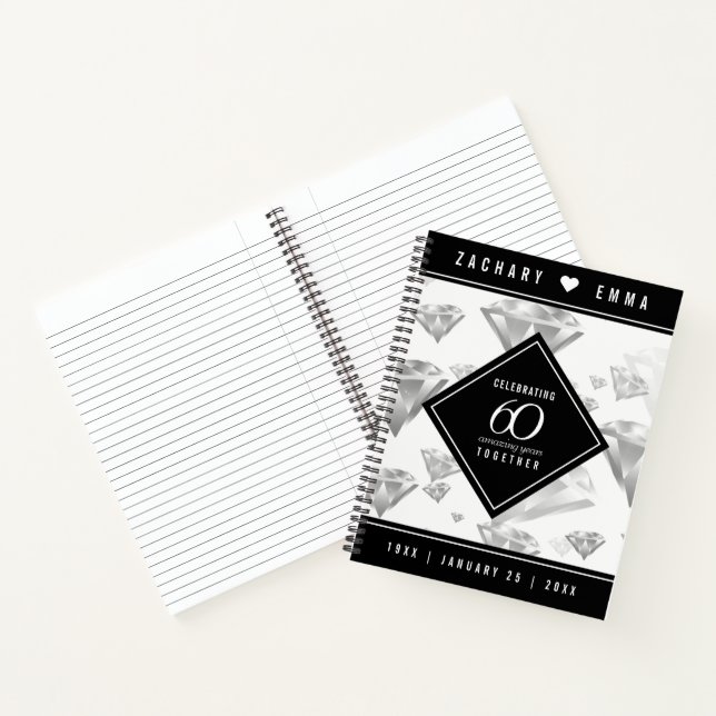 Elegant 60th Diamond Wedding Anniversary Notebook (Inside)