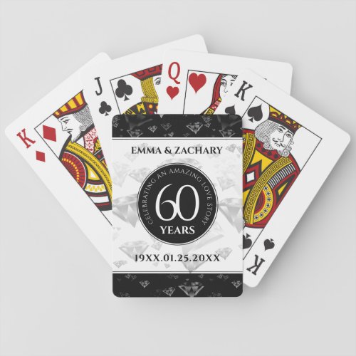 Elegant 60th Diamond Wedding Anniversary Poker Cards