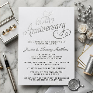 Elegant 60th Diamond Wedding Anniversary Real Foil Invitation