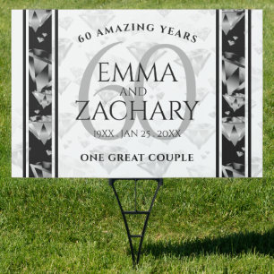Elegant 60th Diamond Wedding Anniversary Sign