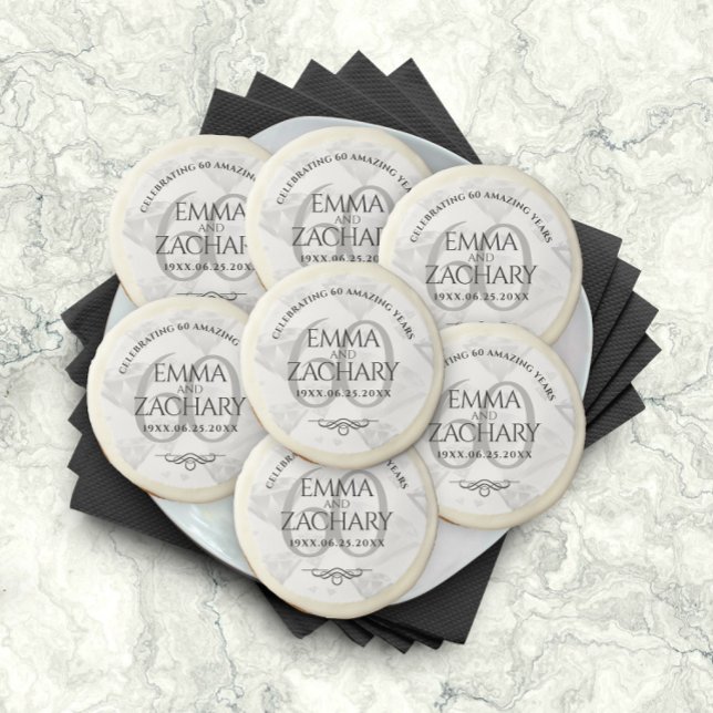 Elegant 60th Diamond Wedding Anniversary Sugar Cookie (Creator Uploaded)